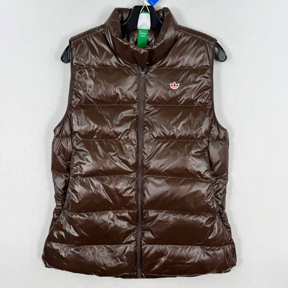 Adidas Original Down Vest Size M Womens Brown JW9869, NEW
